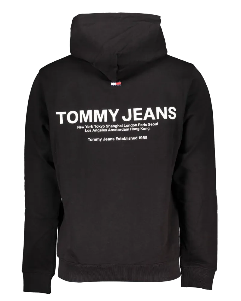 Tommy Hilfiger Logo Cotton Hoodie — Black Black
