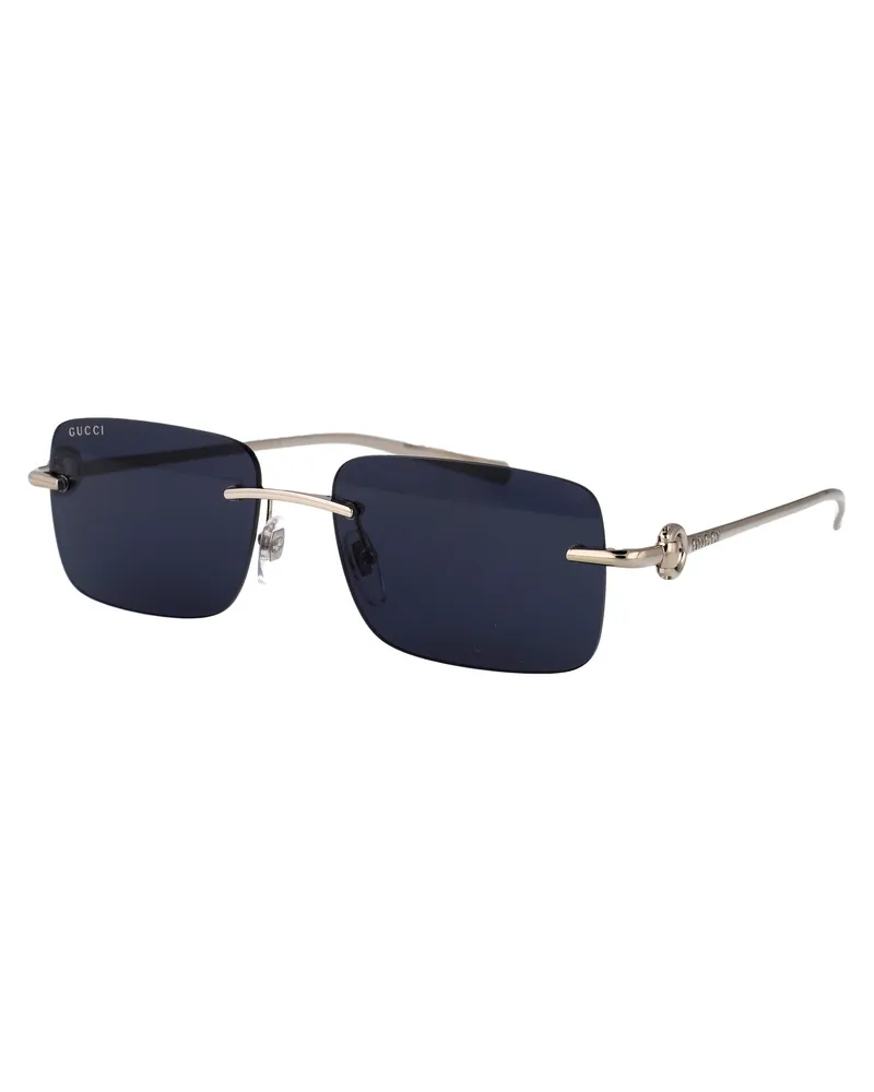 Gucci Men's Sunglasses Gg1703s Silver-Blue Metal Silver-Silver-Blue Silver/silver/blue Silver