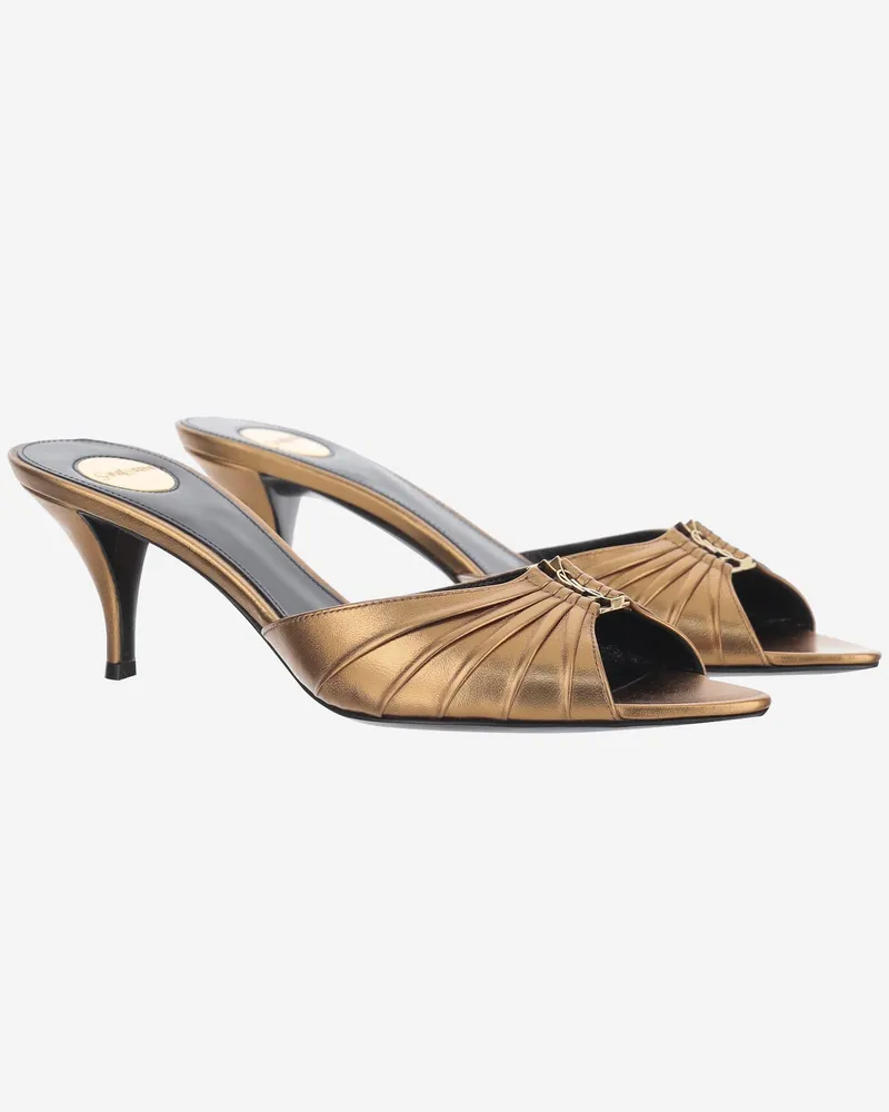 Saint Laurent Babylone Heel Sandal — Gold Gold