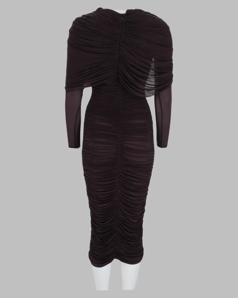 Magda Butrym Draped Cape Dress — Burgundy Burgundy