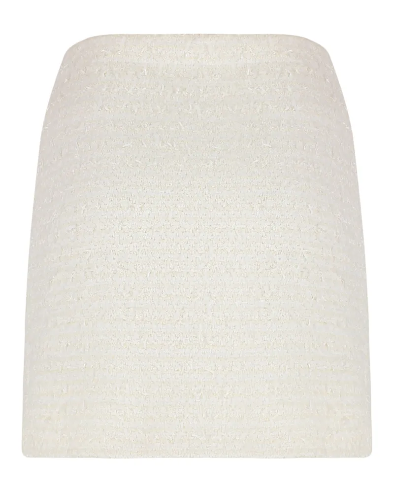 Self-Portrait Women's Knitted Mini Skirt Cream Cotton Cream