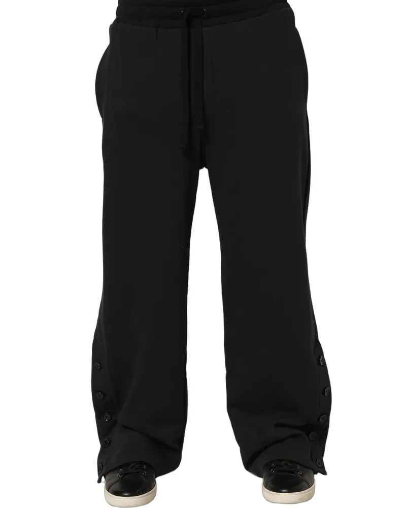 Dolce & Gabbana Black Drawstring Viscose Jogger Men Sweatpants Pants Black