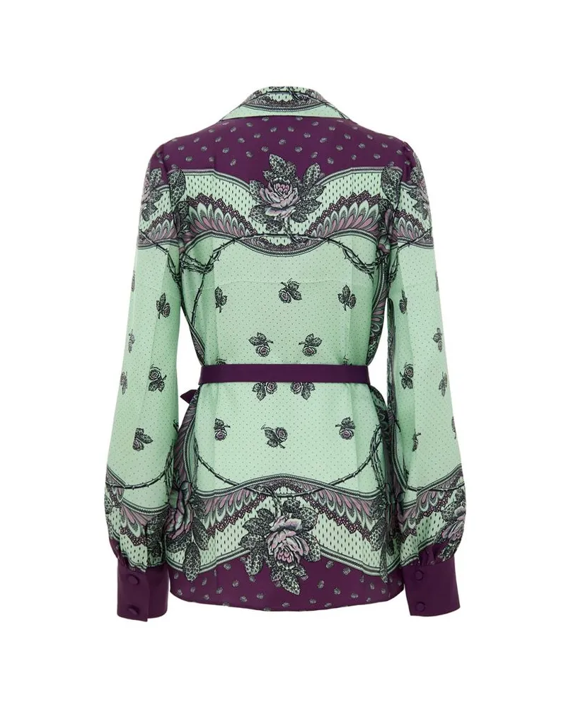 Gucci Women's Green Silk Pattern Shirt Green