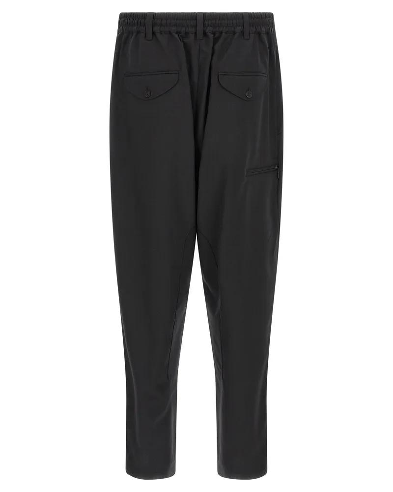 Y-3 Wide-Leg Wool Trousers — Black Black