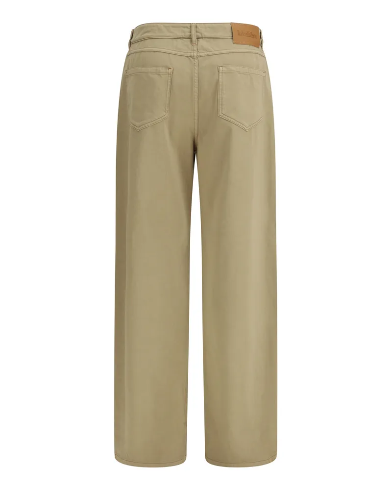 Max Mara Women's Baggy Pants Pure Cotton Satin Coloniale Trousers Beige
