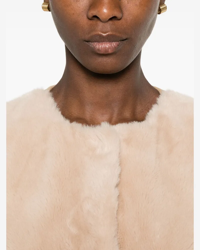 forte_forte Faux-Fur Front Panel Jacket — Camel Camel