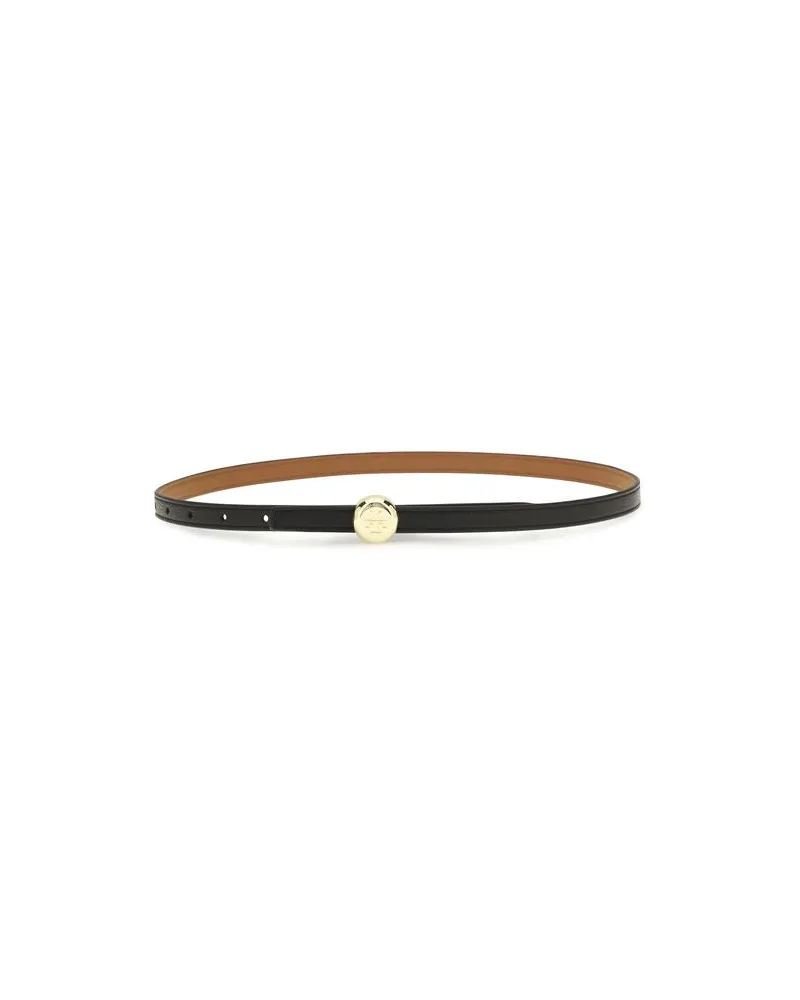 Tory Burch Women's Black Calf Leather Bos Taurus Regular Belt Black