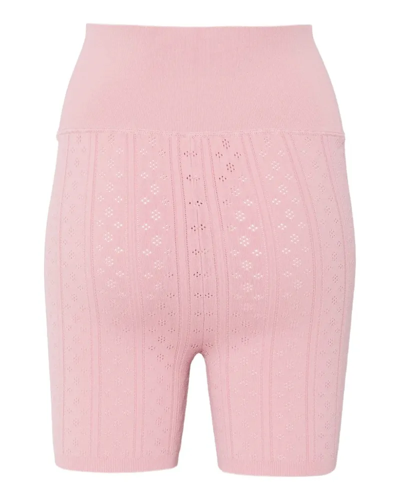 032c Pointelle Knit Bow Detail Shorts — Pink Pink