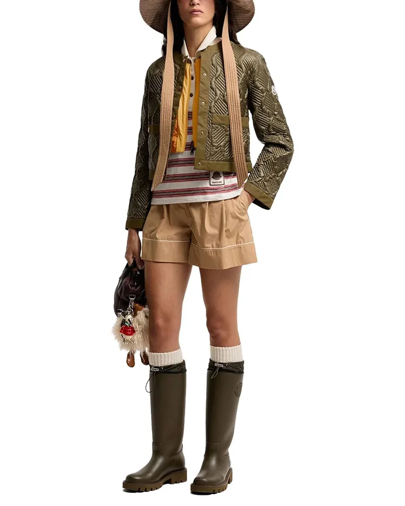 Moncler Tailored Cotton-Nylon Shorts — Beige Beige