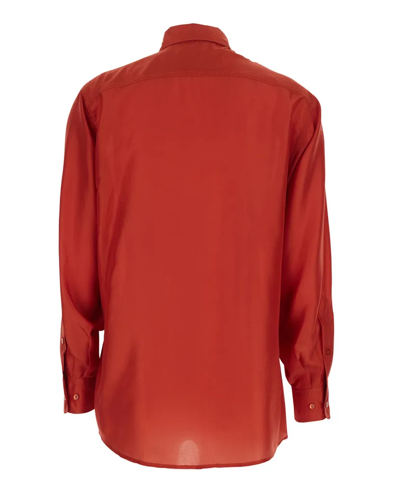 Momoni Women's Shirt Classic Collar Orange Silk Blouses Orange