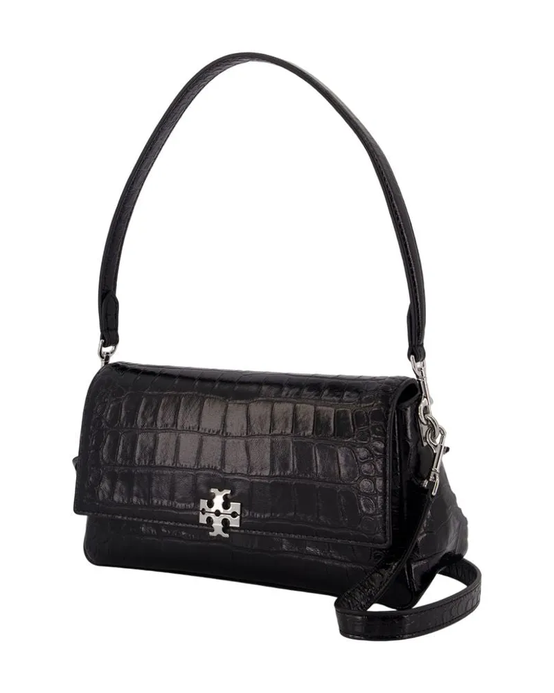 Tory Burch Women's Charlie Small Shoulder Bag -  Leather Black Calfskin Shoulder-Hobo-Bags Black