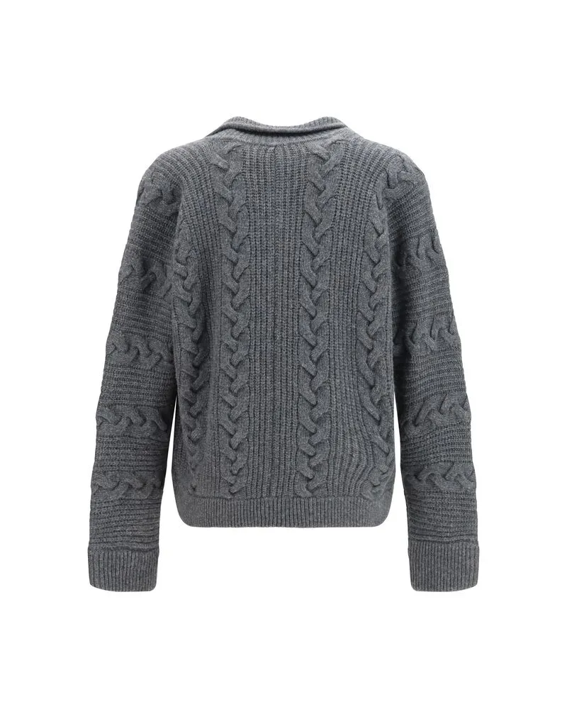 Versace Wool-Blend Cable-Knit Cardigan — Gray Gray