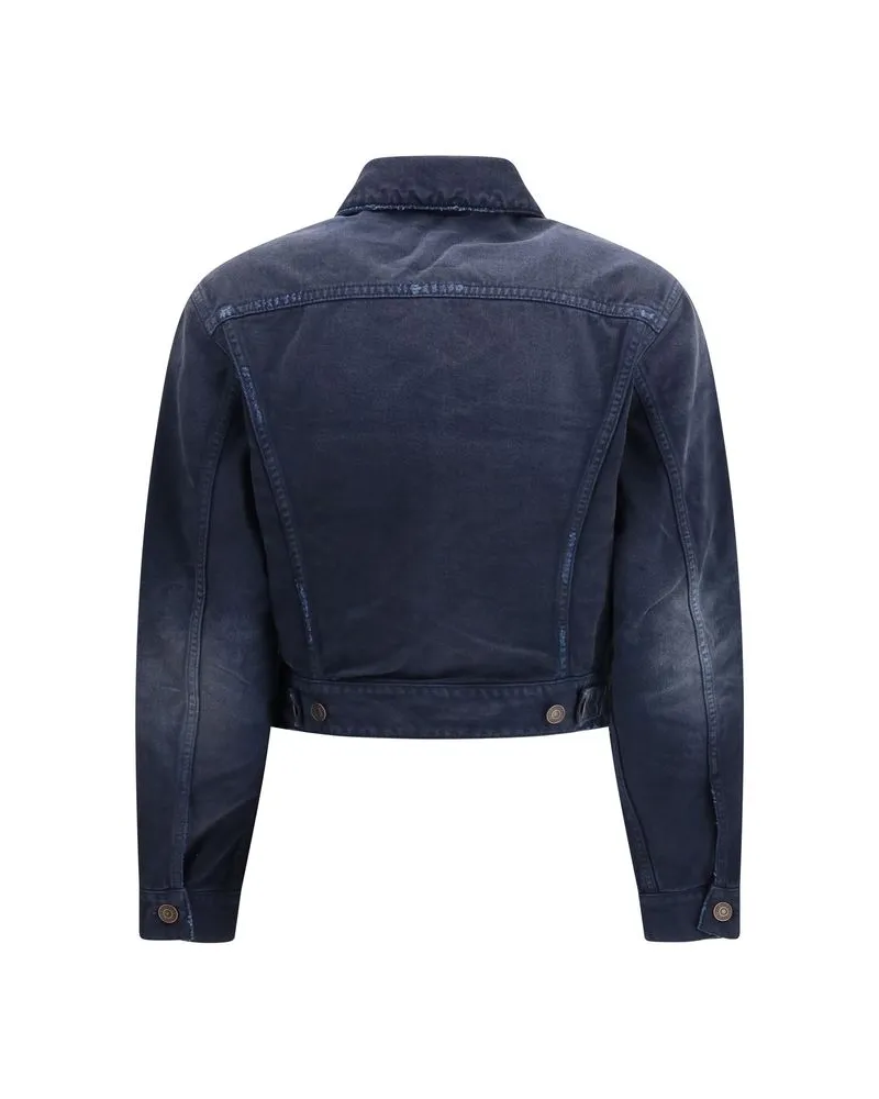 Balenciaga Women Blue Cotton Denim Jacket Clothing Navy