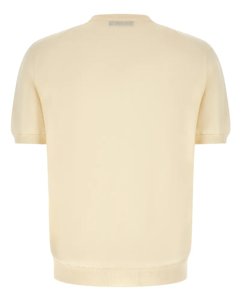Zanone Cotton Crew Neck Sweater — Cream Cream