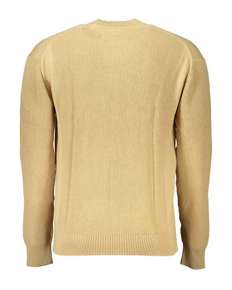 Calvin Klein Logo Embroidered Cotton Sweater — Beige Beige