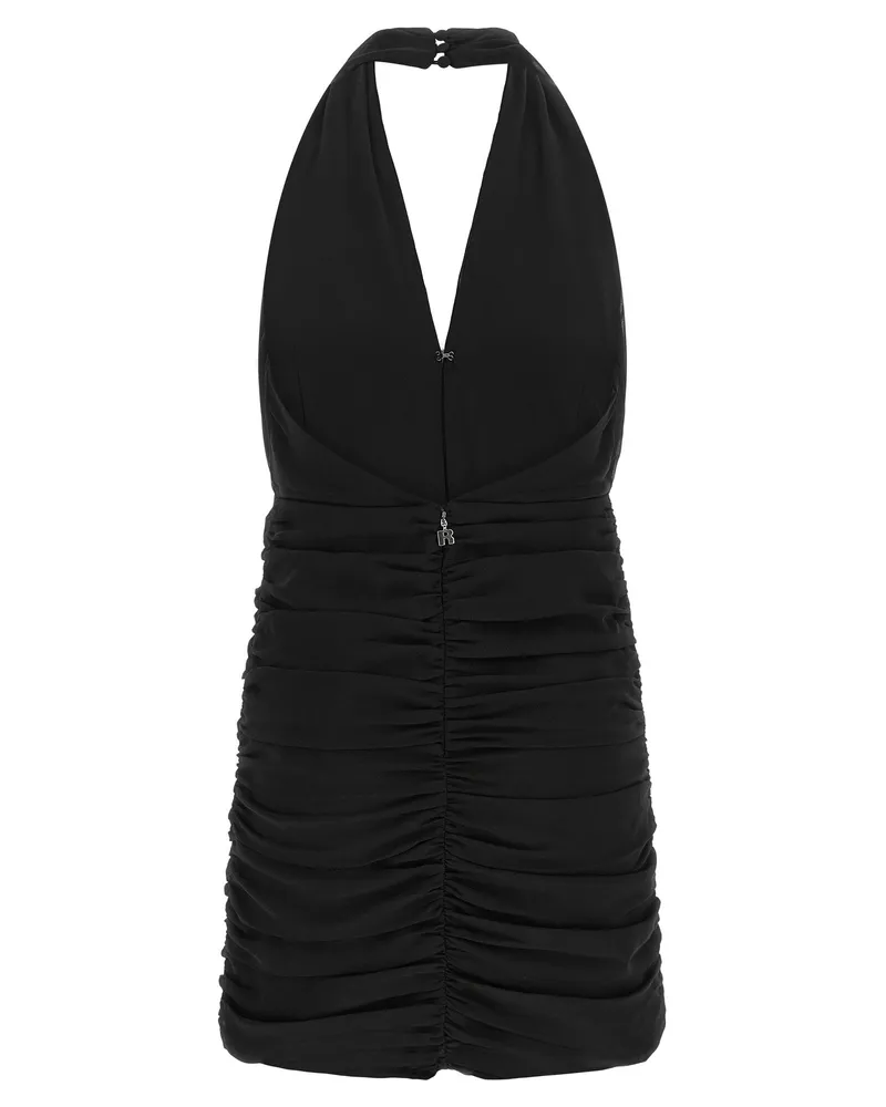 ROTATE Birger Christensen Curled Ruched Mini Dress — Black Black