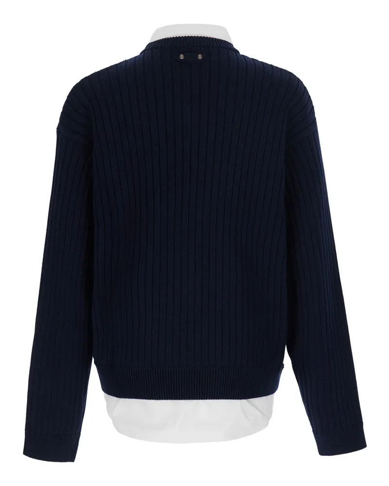 Balenciaga Layered Cotton Sweater — Blue Blue