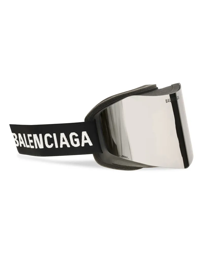 Balenciaga Men's Mirrored Ski Mask Sunglasses Mirror Silver Polyamide Silver