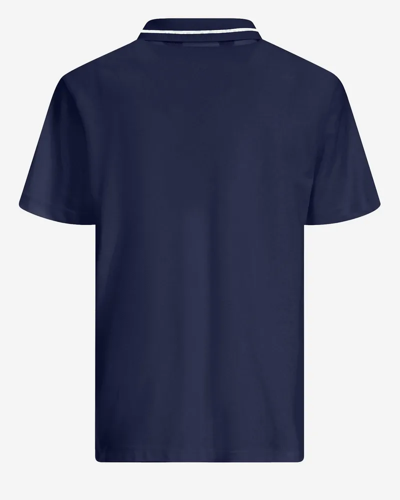 Just Cavalli Men's Polo Shirt Navy Blue Two-Tone Collar Cotton T-shirts And Polos Navy