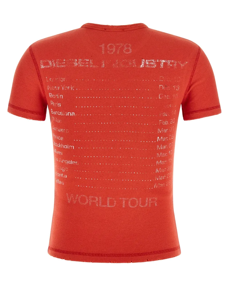 Diesel Crystal-Embellished Eagle Graphic T-Shirt — Red Red