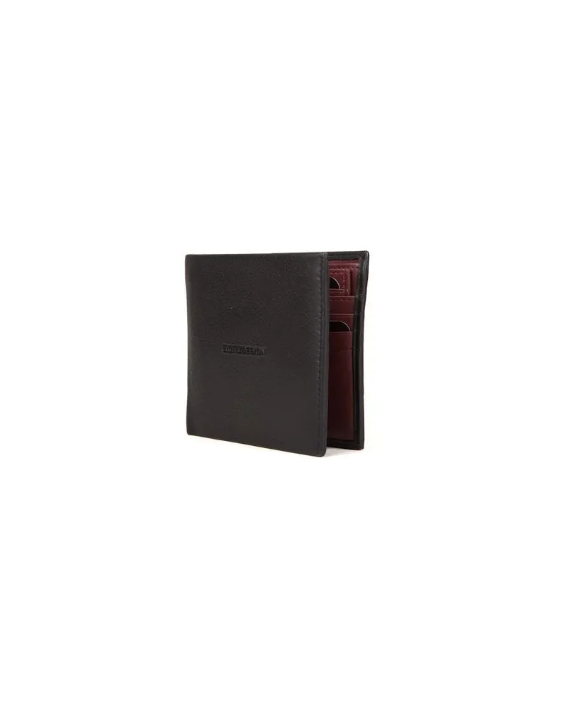 MOMO DESIGN Men's Wallet Black-Burgundy Polyurethane Bags - Black/burgundy Black