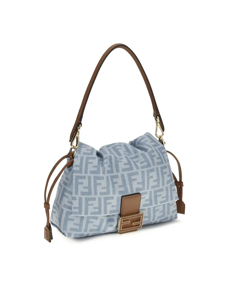 Fendi Women's Blue Cotton Shoulder Bag Blue