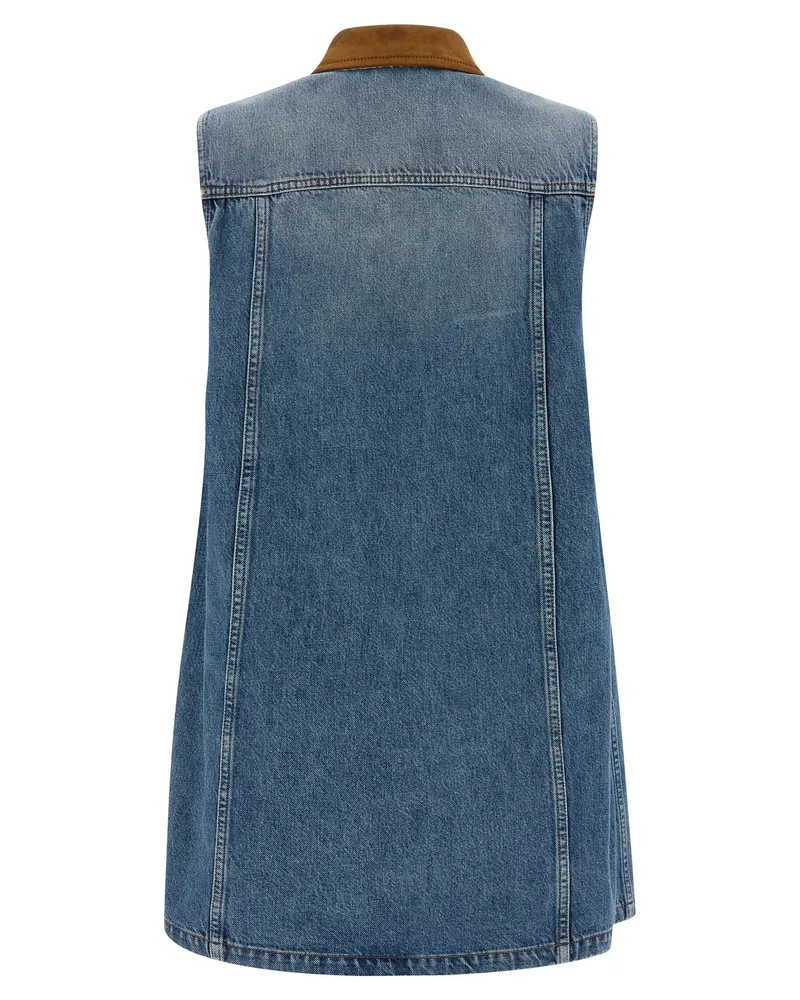 Versace Women's Blue Cotton Short Dress Blue