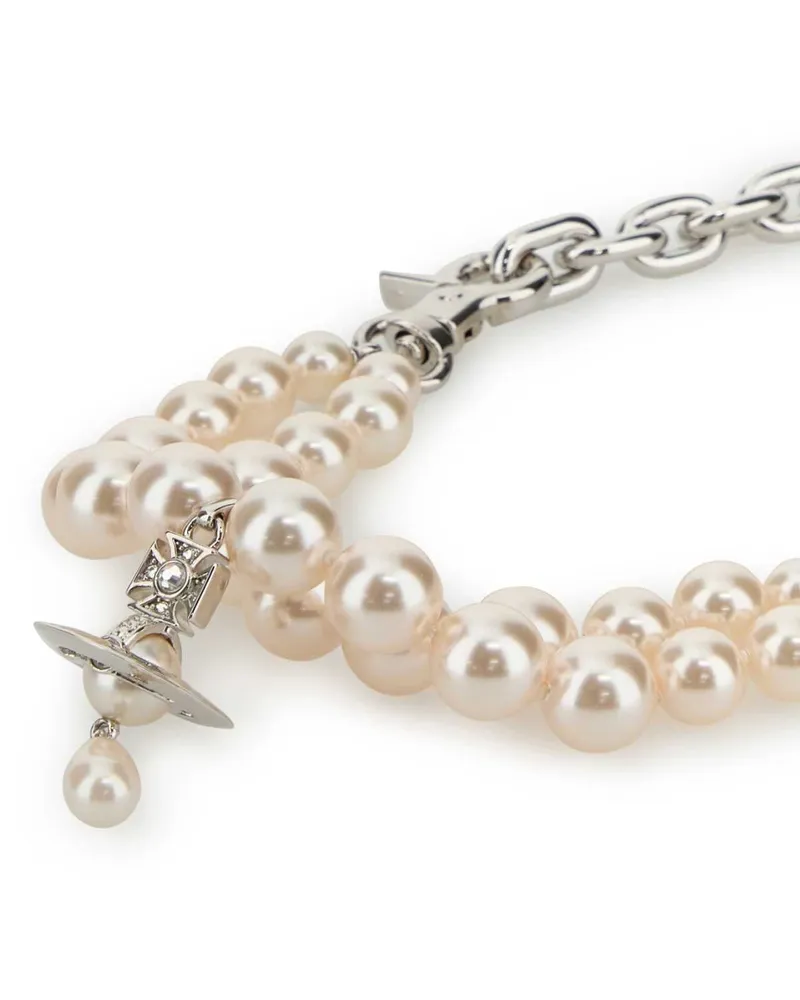 Vivienne Westwood Pearl and Chain Necklace — Silver Silver