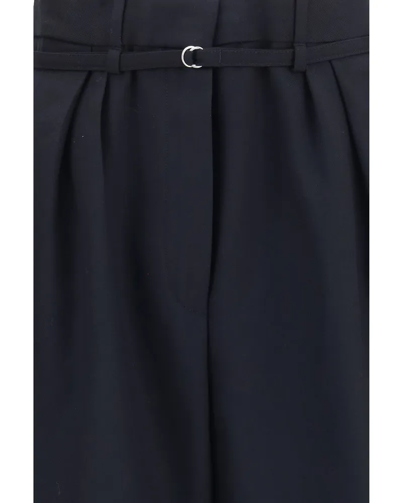 Dries van Noten Women's Wide-Leg Drawstring Trousers Black Merino Wool Black