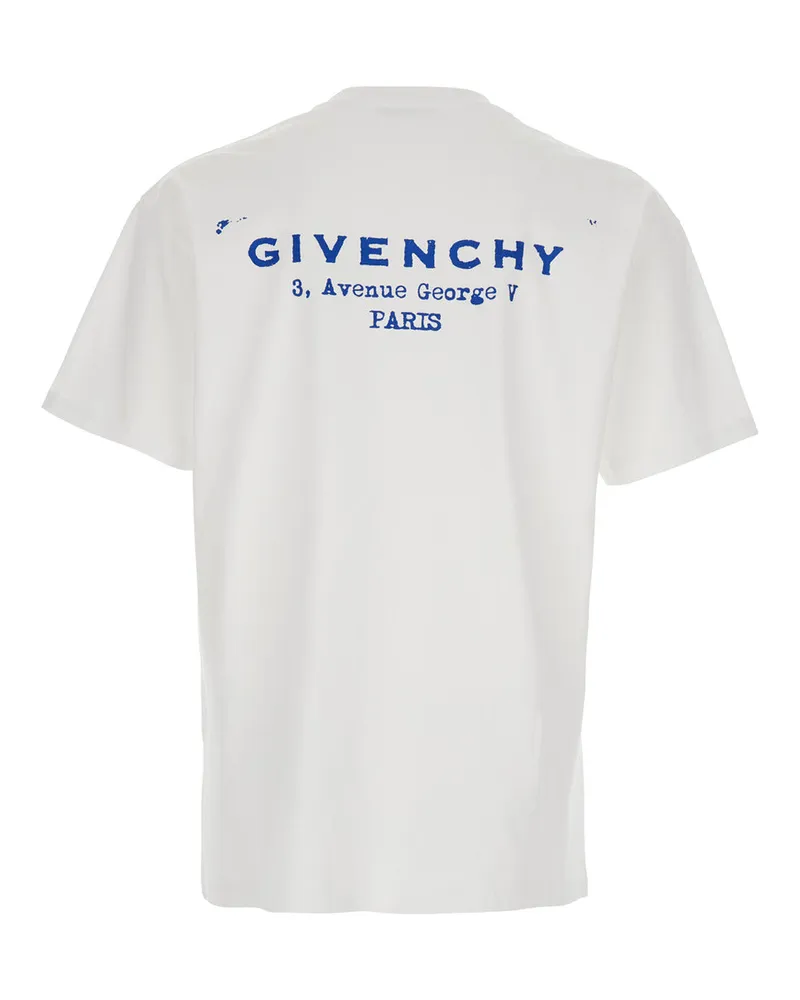 Givenchy Men's White Crewneck T-Shirt With Rear Logo Cotton T-Shirts And Polos White
