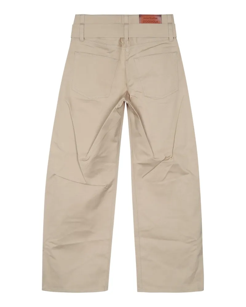 Acne Studios Wide-Leg Organic Cotton Trousers — Beige Beige