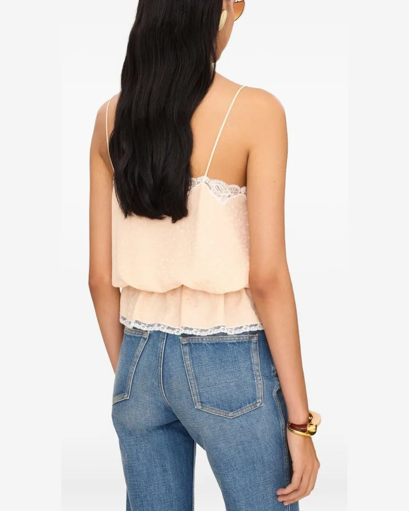 Chloé Silk Jacquard with Lace Trim Tank Top — Powder Powder