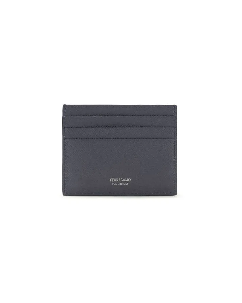 Ferragamo Men's Blue Calf Leather Bos Taurus Wallet Blue