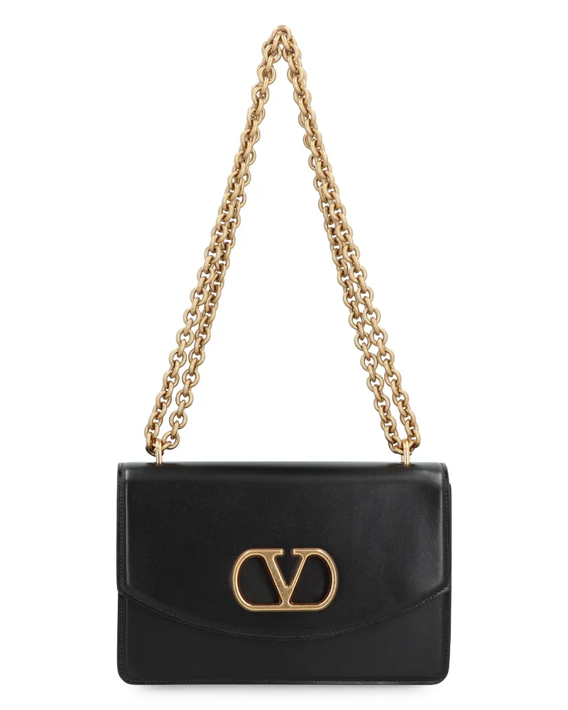 Valentino Garavani Women's Valentino Vain Leather Shoulder Bag Black Calf Black