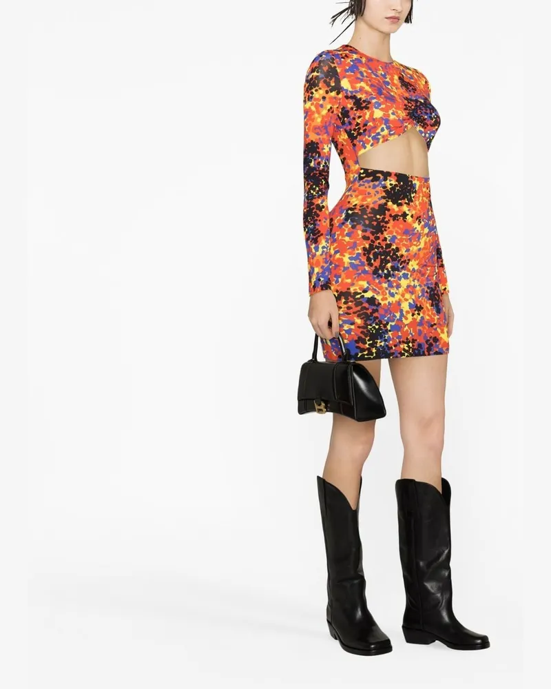 Dsquared2 Printed Cut-Out Dress — Red Red