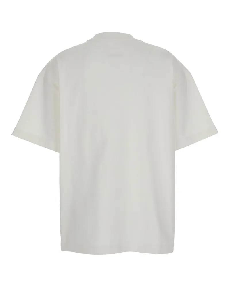 Jil Sander Women White Crewneck T-Shirt With Logo Print Cotton T-Shirts & Jerseys White