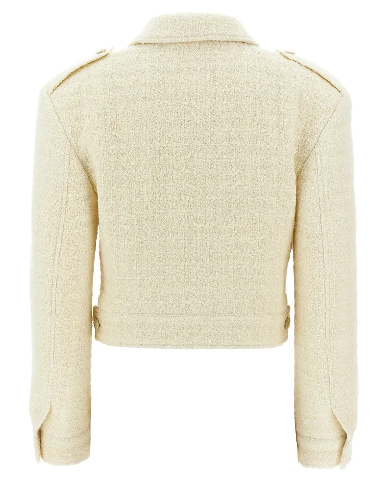 Givenchy Wool Tweed Military Blazer — Cream Cream
