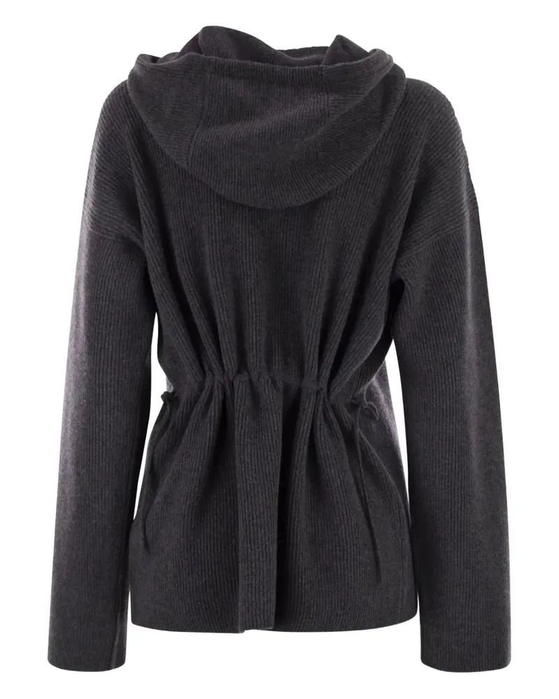 Fabiana Filippi Women's Ribbed-Knit Hooded Jumper Aw25 W Charcoal