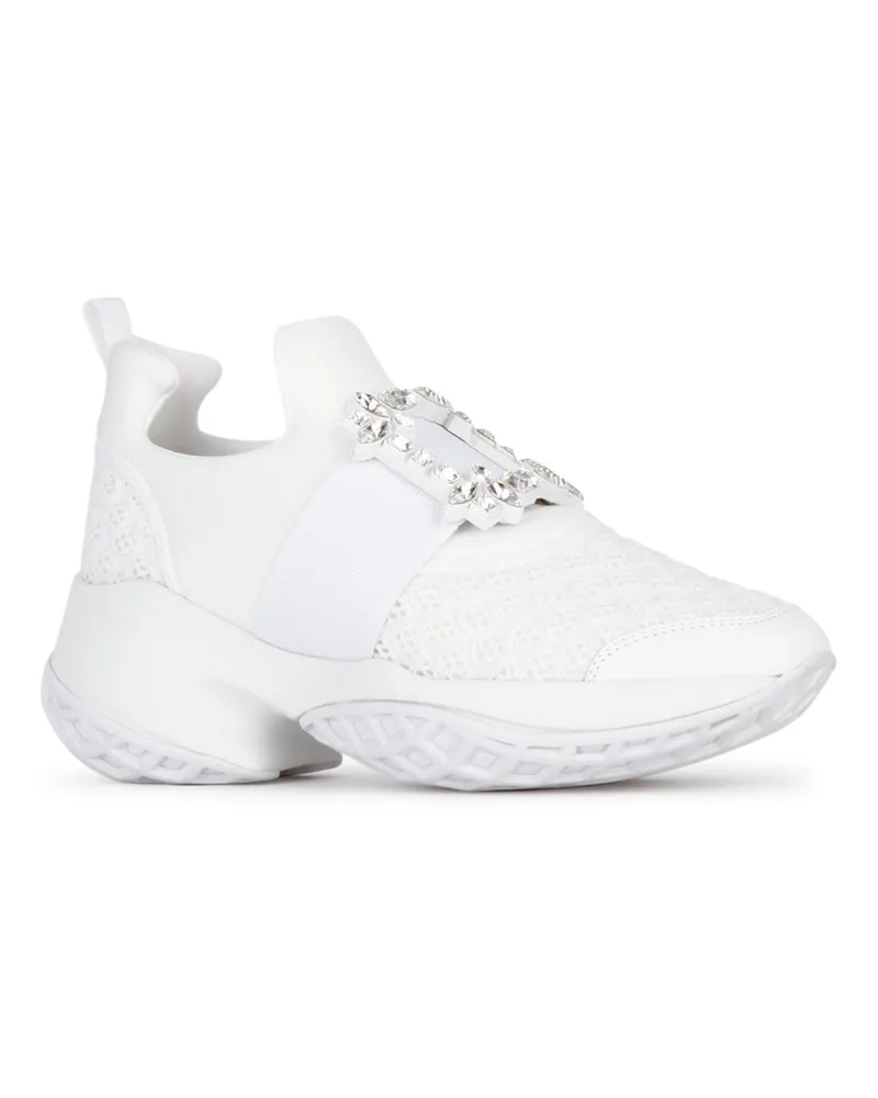 Roger Vivier Women's Viv Run Strass Buckle B001 Pl Ea Tex Sneaker White