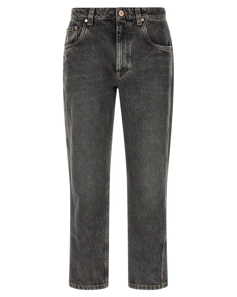 Brunello Cucinelli Dark Gray Délavé Cotton Jeans — Gray Gray