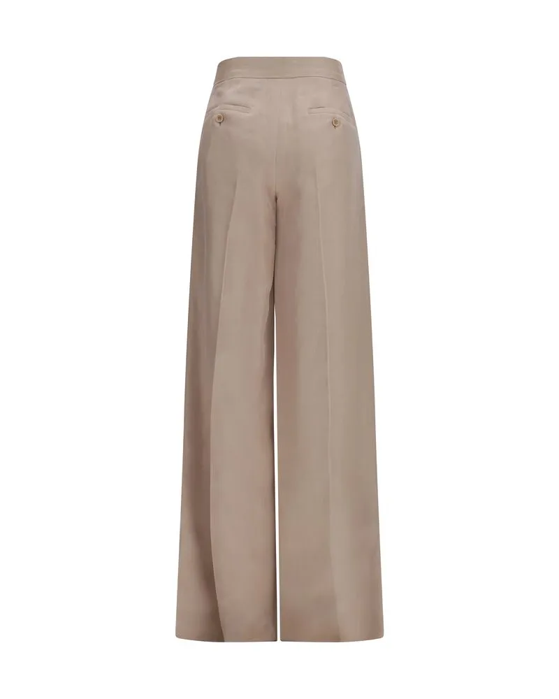 Max Mara Women's Beige Silk Casual Pants Beige