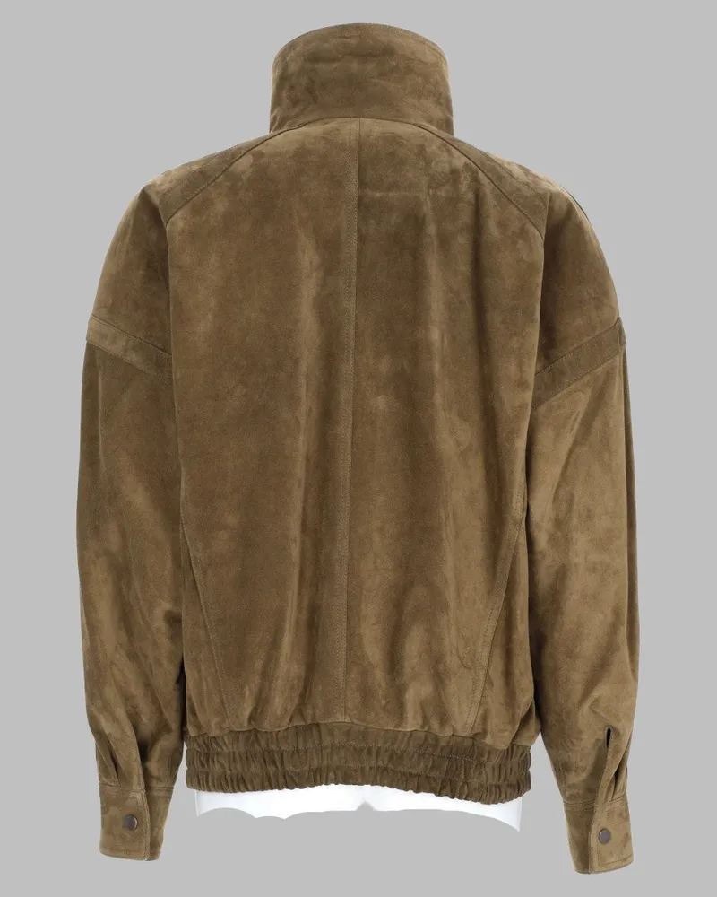 Saint Laurent Double-Breasted Suede Jacket — Brown Brown