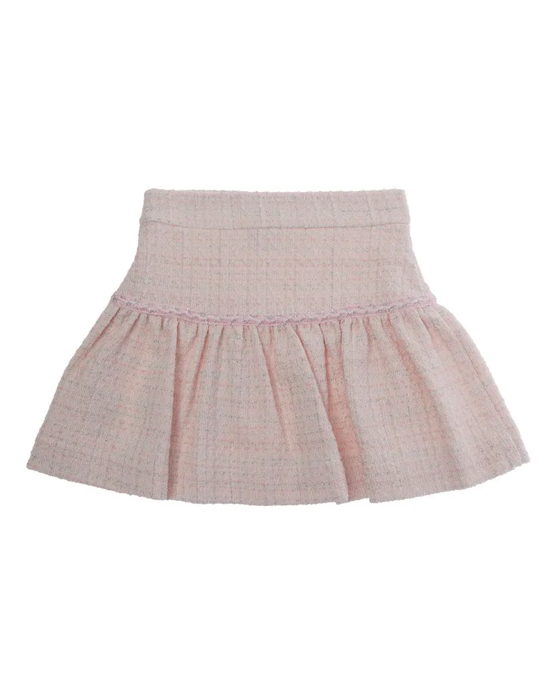 Monnalisa Girls' Flared Skirt Pink Tweed Effect Cotton Pink