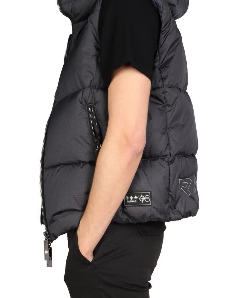 TATRAS Hooded High Neck Nylon Vest — Black Black