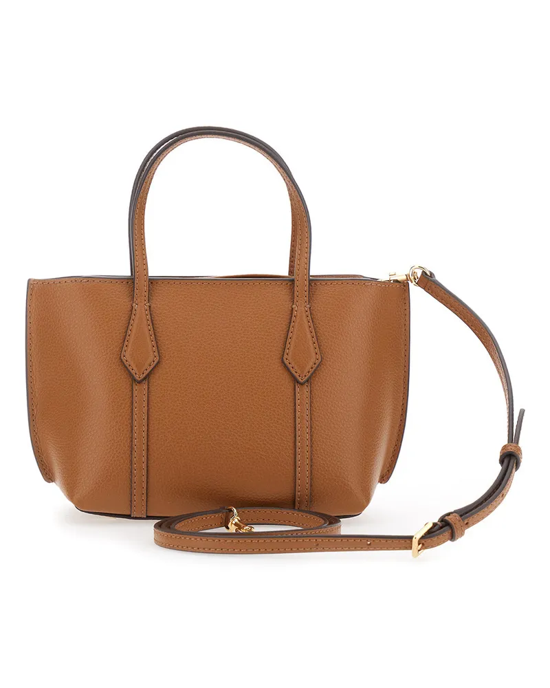 Tory Burch Women's Handbag Perry Brown Grained Leather Handbags Hand Bags Brown