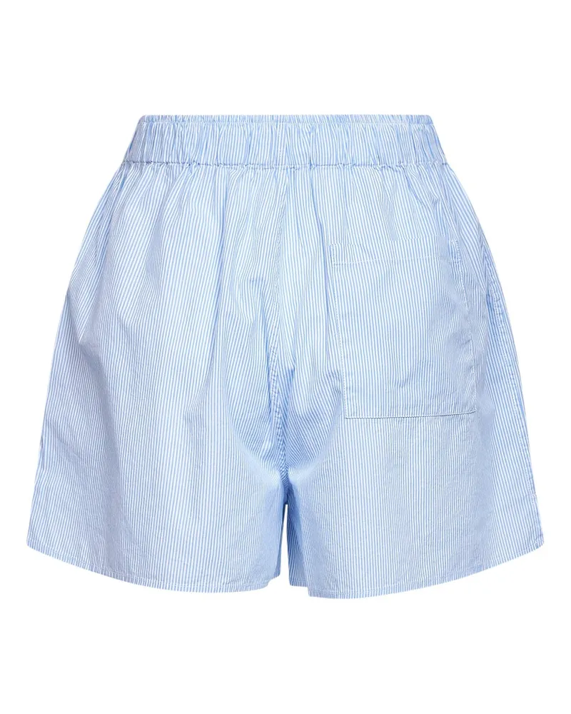 MC2 Saint Barth Women Boxy Boxer-Style Shorts Light Blue Cotton Blue