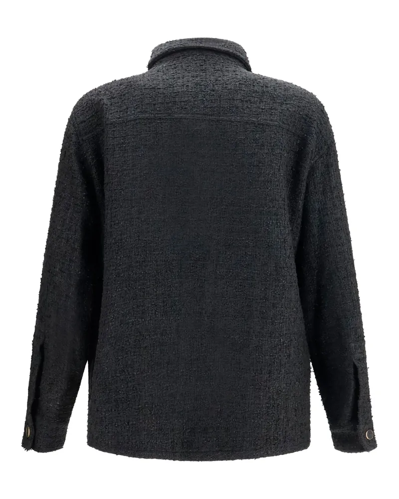 Balmain Men's Tweed Buttoned Jacket Noir Cotton; Polyamide Black
