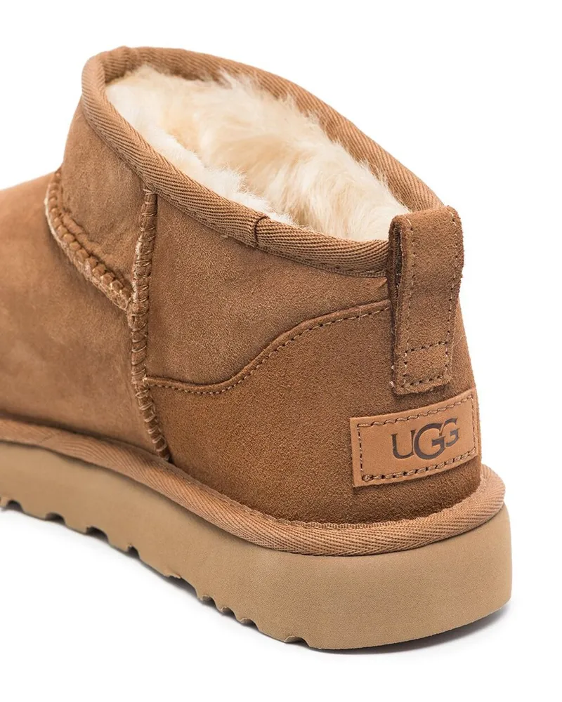 UGG Women's Boots Ultra Mini Suede Brown Leather Brown