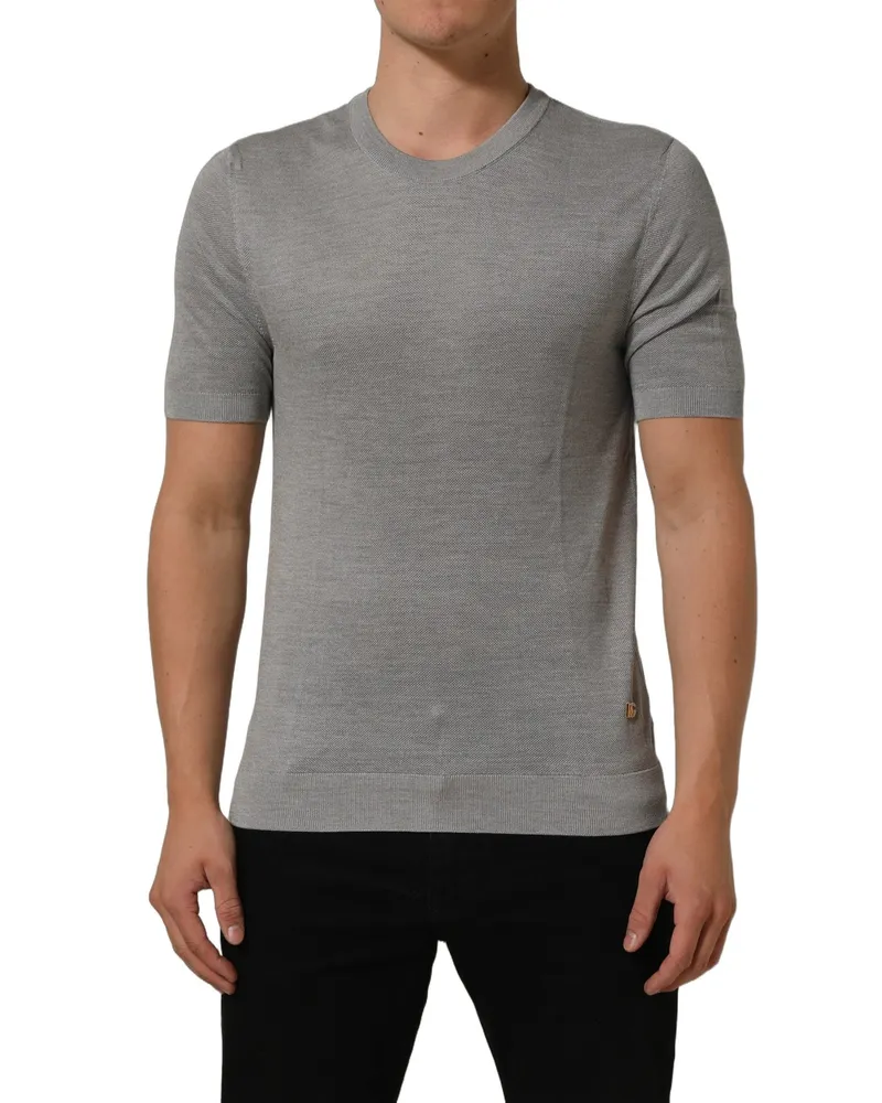 Dolce & Gabbana Men's Gray Silk Crew Neck Short Sleeves T-Shirt Nylon Gray