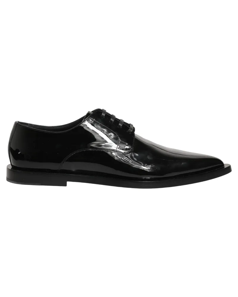 Dolce & Gabbana Black Leather Men Derby Dress Formal Shoes Calf Black